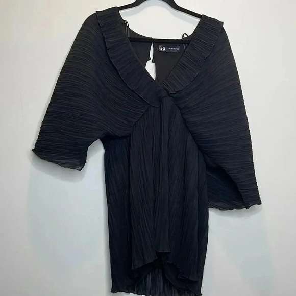 Zara Black Sheer Pleated Dress Romper - Picture 1 of 9
